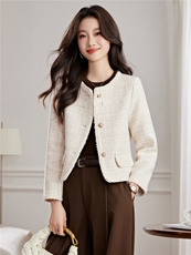 小香风外套配连衣裙女2026秋冬装新款高端粗毛呢显瘦百搭上衣，女装毛呢外套，婵米儿