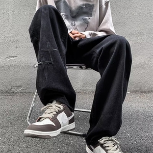 牛仔裤男高街帅气字母韩版潮流2026夏季ins宽松百搭长裤RK448-P45图片