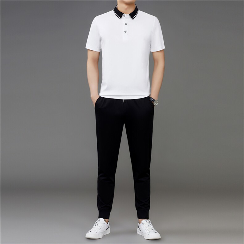夏季中年男士运动套装短袖短裤T恤两件套运动服休闲时尚夏装套装图片