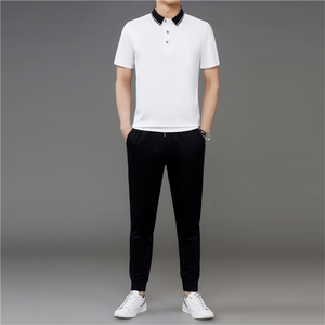 夏季中年男士运动套装短袖短裤T恤两件套运动服休闲时尚夏装套装