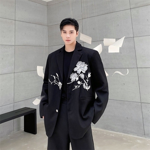 春季新款中式风西服潮流刺绣翻领男女西服小众百搭外套125P130图片