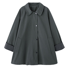 2025秋季新款法式立领纯棉女士风衣休闲气质风衣外套，女装风衣，米莱