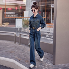 （现货）2026年春秋季新款气质收腰工装高级感时尚修身牛仔连体裤，女装连体裤，印象茜