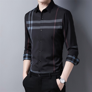 秋季男士长袖衬衫2023新款中青年休闲商务格子男衬衣男XY726-P68图片