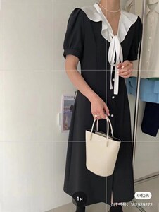 【浪漫茶歇裙】夏季新款 领口荷叶包法式茶歇连衣裙图片