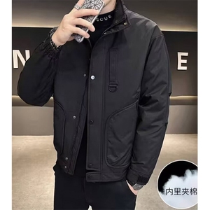 秋冬季男士立领夹克潮流英伦冲锋衣帅气加厚棒球服外套男 JX041图片
