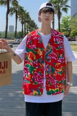MJ02春夏双层新男女士盘扣风特色东北大花马甲外套团服婚庆，男装背心/马甲，星座115A(原星座507）