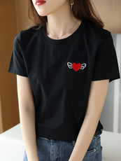 夏季冰丝丝光棉短袖女宽松休闲百搭上衣新款透气吸汗显瘦ins潮，女装T恤，元素羊绒