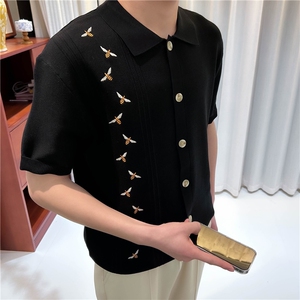 夏季男士刺绣针织衫翻领POLO短袖冰丝T恤 N6735-P58图片