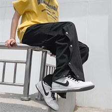 夏季日系排扣工装裤男宽松阔腿裤潮牌ins高街直筒长裤K3370-P35，男装休闲裤，星座512-2