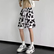 豹纹图形时尚休闲男士运动夏季新网眼美式篮球短裤光板K5049-P24，男装休闲裤，星座412-2