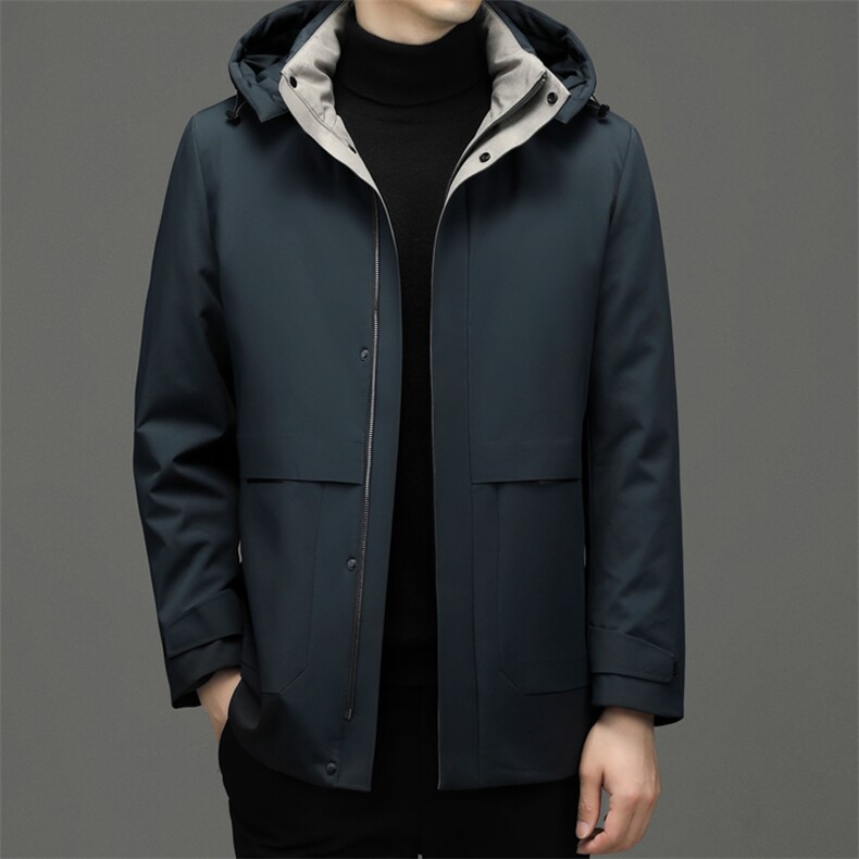 CDY7700钱塘2020-2中年男士连帽休闲保暖中长款羽绒服外套P310,男装羽绒服,钱塘207-2