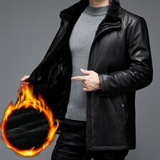 AL28001男式冬季头层绵羊皮水貂内胆派克服皮衣男夹克P1900图片