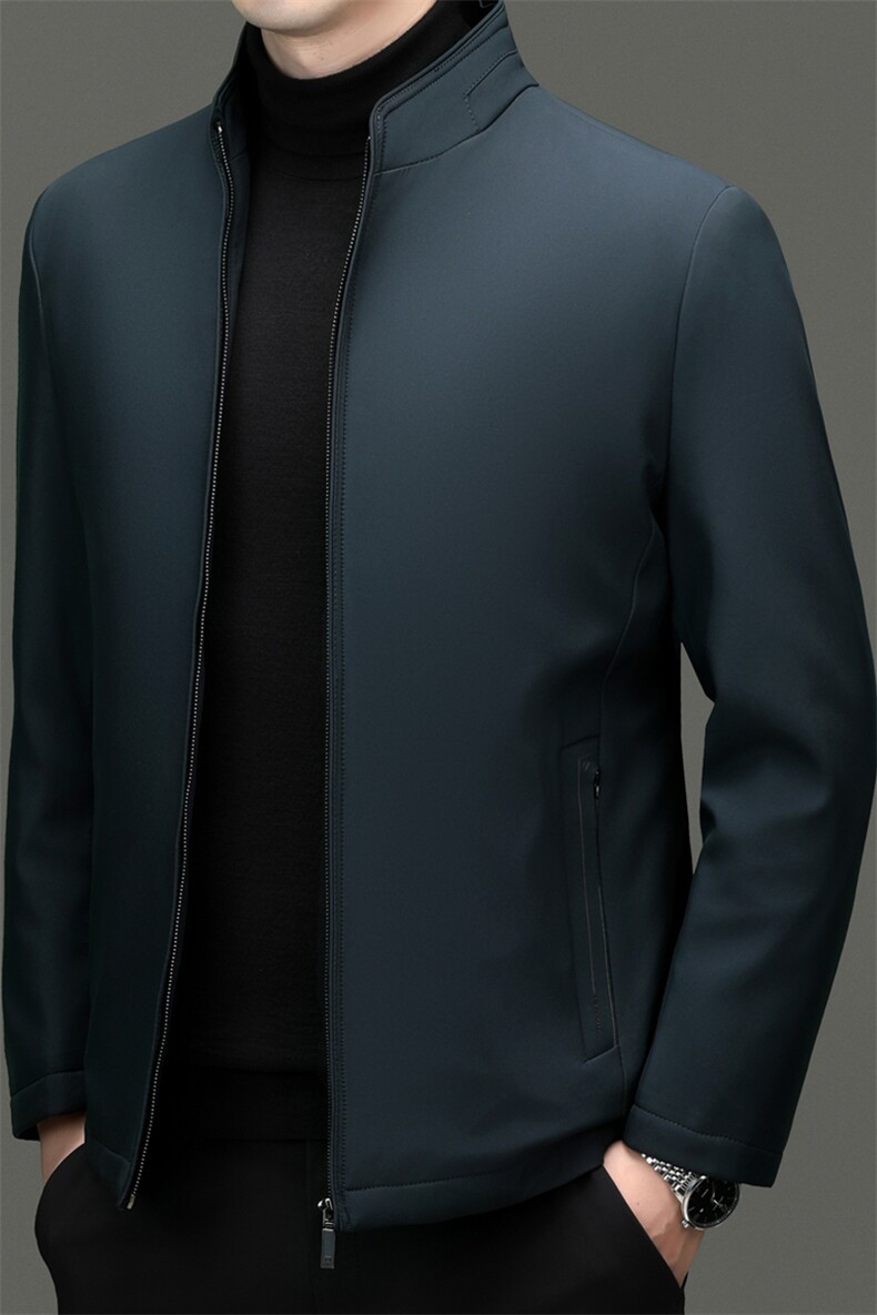 秋冬夹克衫加绒立领夹克男中老年爸爸装简约保暖休闲外套棉服男装,男装夹克,钱塘6003（原4033）