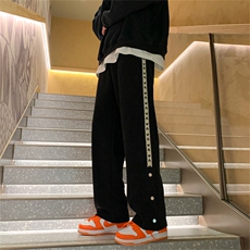 灯芯绒休闲裤男拼色2023秋冬季新款ins宽松百搭直筒裤K2963-P35，男装休闲裤，星座412-3