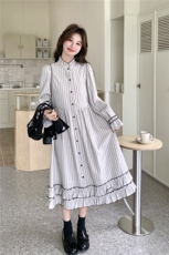 现货春季新款刺绣马甲条纹连衣裙套装26158P175K268，女装套装/套裙，2D035