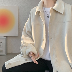 8XL-M特大码港风灯芯绒翻领夹克男羊羔毛棉衣棉服外套JK1307P68，男装夹克，电商D206-1