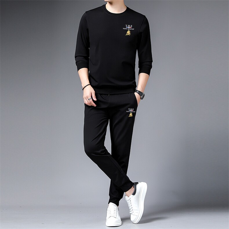 SA9626-2钱塘2020-2中青年男士圆领百搭时尚休闲冬季套装P137,男装休闲套装,钱塘207-2