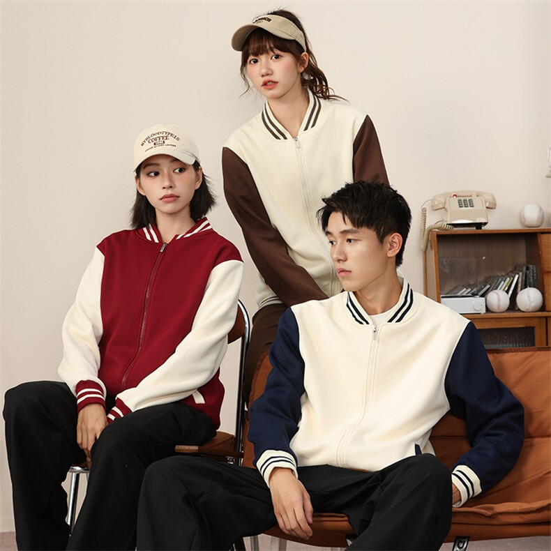 2025秋冬季棒球服拼色卫衣男女学生定制团服班服S009P48，女装职业装，星座1602B（原101B-1）