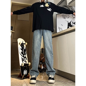 A178  秋冬季新款美式休闲牛仔裤男直筒宽松Q83  P48限价68图片