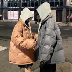 冬季假两件连帽外套情侣PU皮加厚棉衣棉服A071-Y266-P125，男装棉衣，电商A125