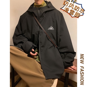 冬款户外防风防水魔术贴滑雪服男大码防风袖保暖夹克外套M34-P140图片