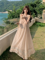 【现货】柔雾粉清新甜美木耳边连衣裙P160-K238，女装连衣裙，网红馆