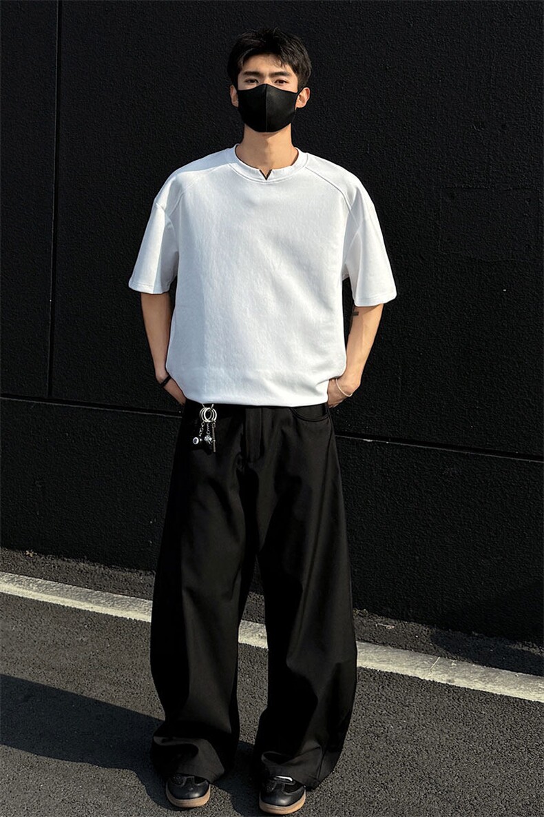 美式正肩短袖2025年春季宽松ins情侣装V领上衣学生T恤男115-P28,男装T恤,电商C213(原B265)