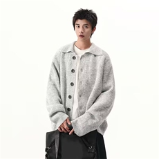 老钱风cleanfit净色韩系北极绒慵懒风针织开衫W1828/特P55，男装卫衣，电商B350