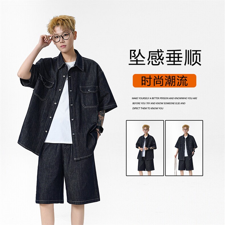 复古挺括宽松牛仔两件套百搭TZ0020特批105：209图片