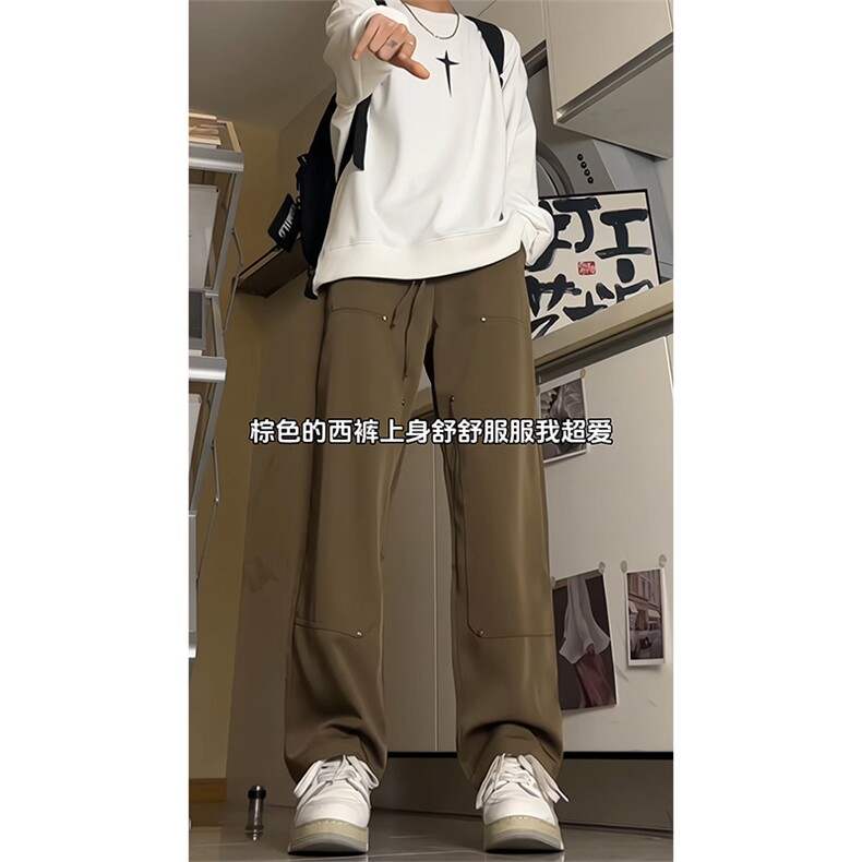 抖音2026春季美式伐木裤男垂感休闲西裤 A423P55控78图片