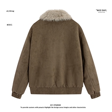 平铺~2025冬季麂皮绒棉服美式毛领阔版棉衣外套E068/P138，男装棉衣，电商B331