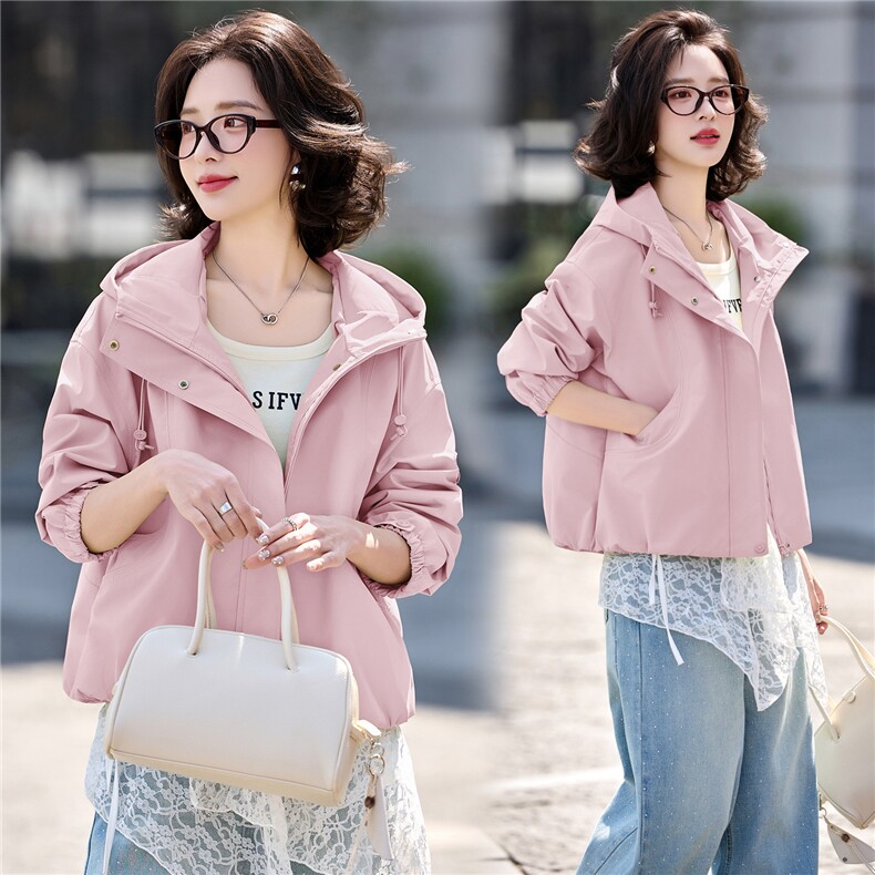 2026春季新品简约时尚休闲连帽外套，女装短外套，美沁