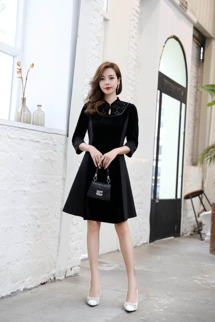 烧花拼接连衣裙，女装连衣裙，艾妮莉