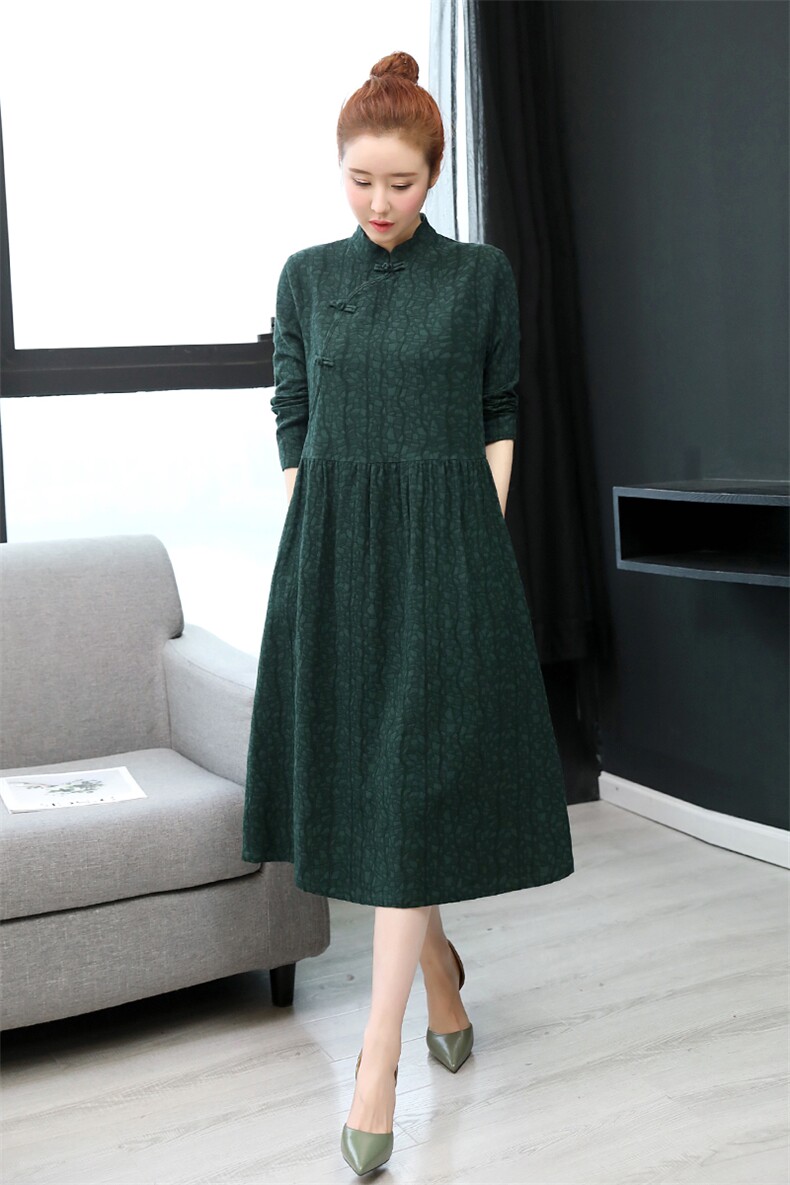 纯棉红色改良旗袍连衣裙女2026春新款显瘦气质高端别致裙子,女装连衣裙,倪叶myz