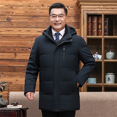 主推大货可拆卸帽中老年羽绒服外套男士加厚爸爸装90绒羽绒服大衣，商品下架区，钱塘723