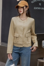 BAO款主推2025新款小个子宽松休闲秋冬气质洋气短款工装夹克上衣，女装皮衣，潮流依族