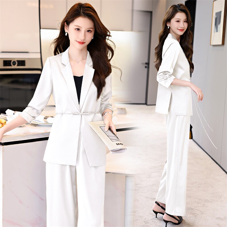 新中式西装套装女夏2024新款薄款高级感轻薄御姐正装职业两件套，女装套装/套裙，卡杰菲