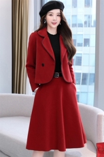 现货2023秋冬季时尚简约大方气质优雅收腰显瘦休闲修身潮流两件套，女装套装/套裙，罗腾