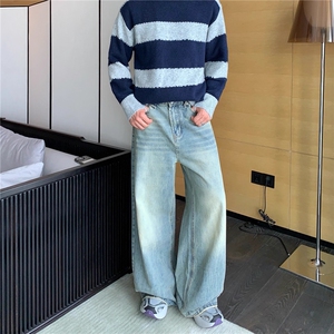 韩式简约水洗拖地直筒宽松牛仔裤休闲宽松长裤NYX8047-P43图片