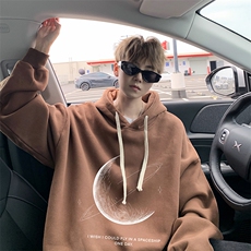 wassuphappy连帽卫衣男春秋季潮牌宽松大码上衣服青少年休闲外套，男装卫衣，电商A040