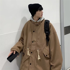 秋冬美式复古假两件连帽外套男新款潮流毛呢夹克上衣W6091-P75，男装夹克，星座512-2