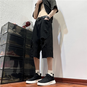 D2051-p45-控68  现货风宽松cleanfit牛仔裤七分裤黑暗图片