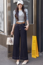 时尚牛仔阔腿喇叭裤女2025年春秋新款直筒宽松显瘦a字大脚拖地裤，女装牛仔裤，跑量工厂店