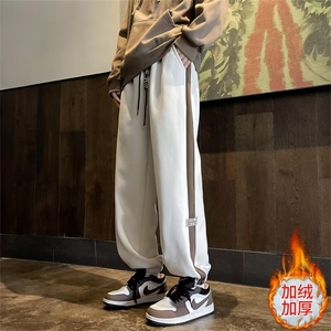 裤子男士春秋季束脚运动卫裤秋冬款加绒加厚宽松休闲长裤 K110-1图片