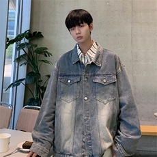 Q2071-TP6088青少年港风秋季男生夹克宽松百搭水洗牛仔外套，男装工装外套，电商A102