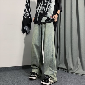 日系牛仔裤ins长裤慵懒潮夏季时尚原宿青春流行潮流新款百搭男图片
