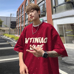 可48小时发货支持抖音得物来样二开 美式满天星亮片短袖T恤MTX661图片