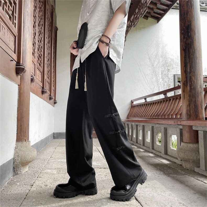 新中式风潮牌冰丝裤子男夏季直筒休闲宽松裤子K04534-P40,男装休闲裤,星座308B-2