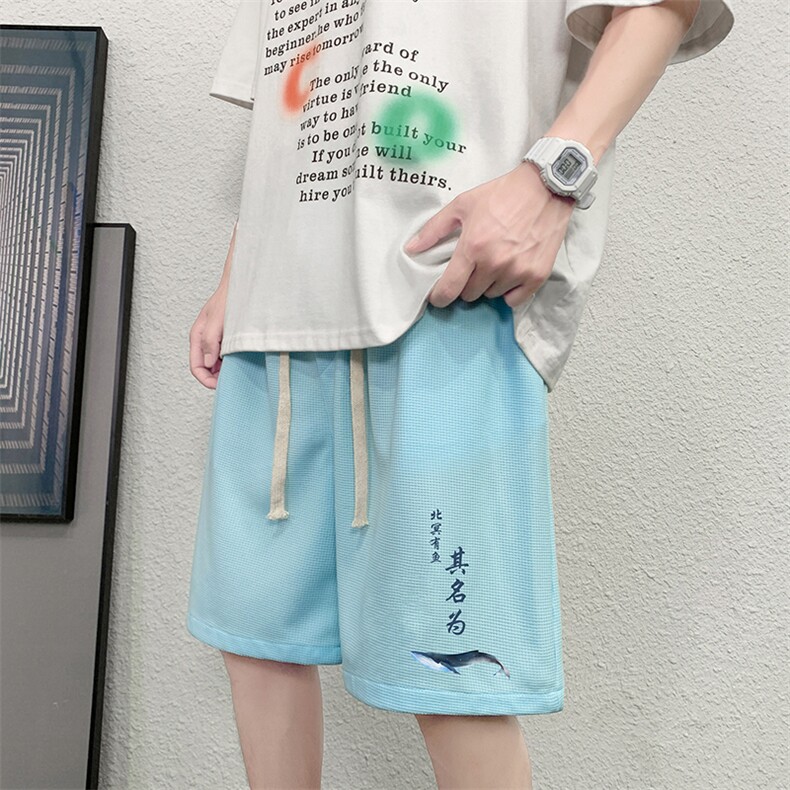 HD74261-P22华夫格短裤男大码宽松五分裤男直筒中裤,男装休闲裤,电商A040